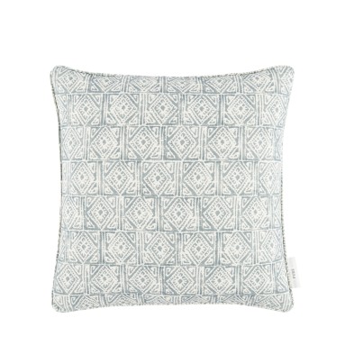 Ellora Steel Blue Printed Cotton Cushion 43cm x 43cm