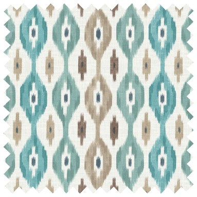 Fergana Teal Printed Cotton Fabric