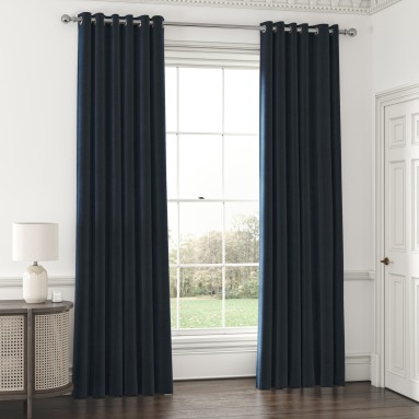 Cosmos Indigo Eyelet Lined Ready Made Curtains