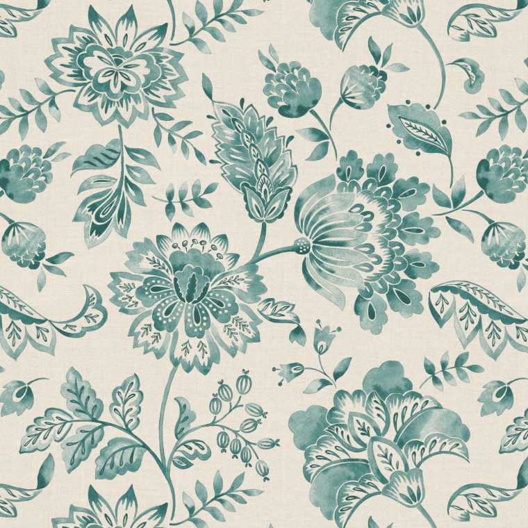 Kamila Teal Printed Cotton Fabric