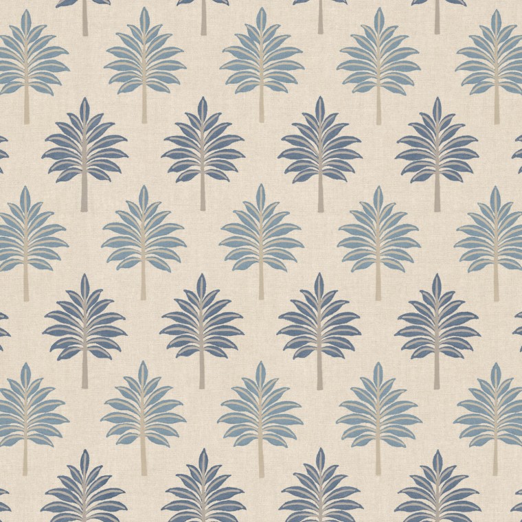 Palmette Denim Printed Cotton Fabric