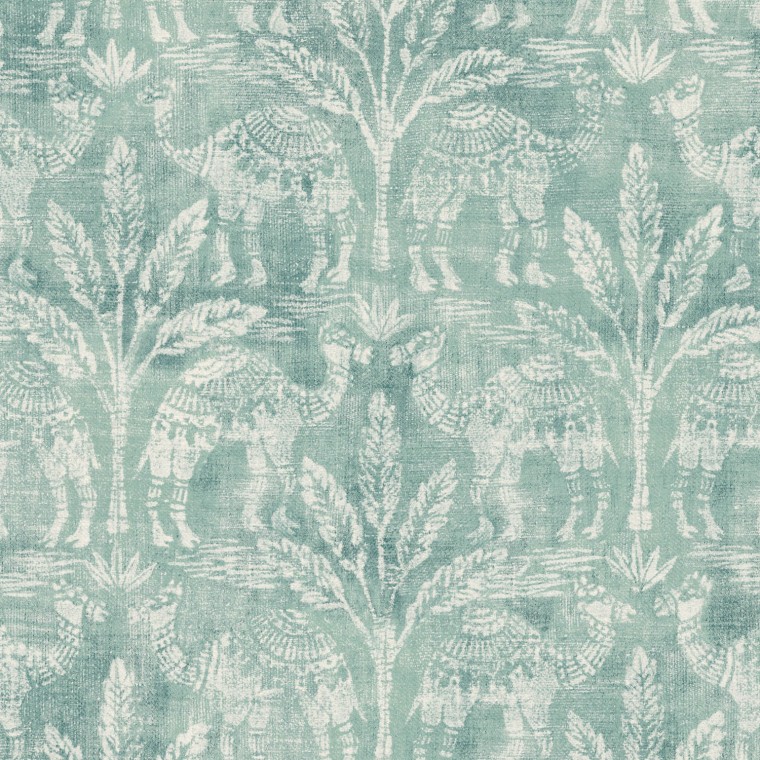 Toubkal Teal Printed Cotton Fabric