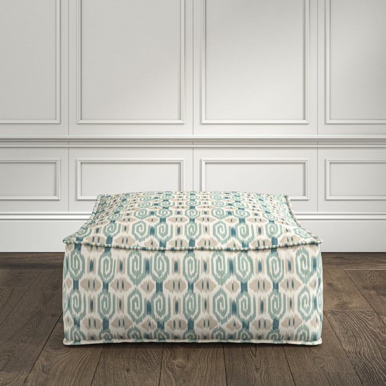 furniture zen pouffe odisha teal print lifestyle