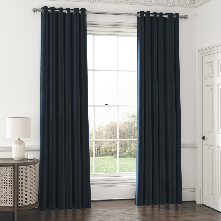 ready made curtain cosmos indigo plain eyelet lined main