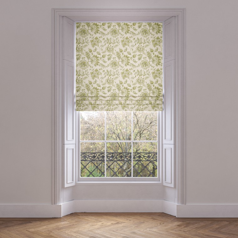 roman blind kamila olive print lifestyle 1