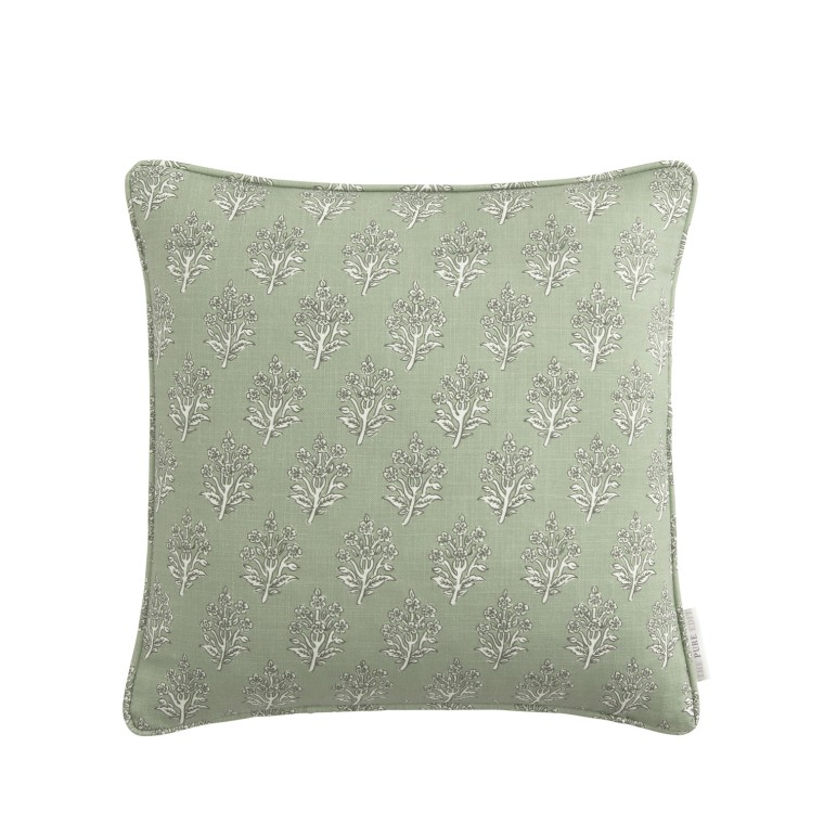 Dabu Sage Printed Cotton Cushion 43cm x 43cm