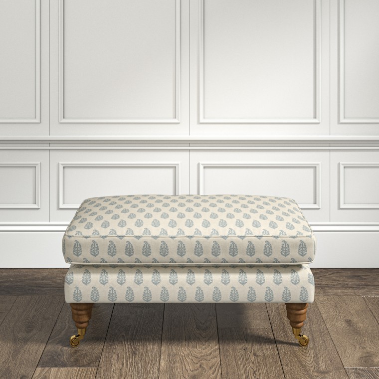 furniture bliss footstool indira chambray print lifestyle