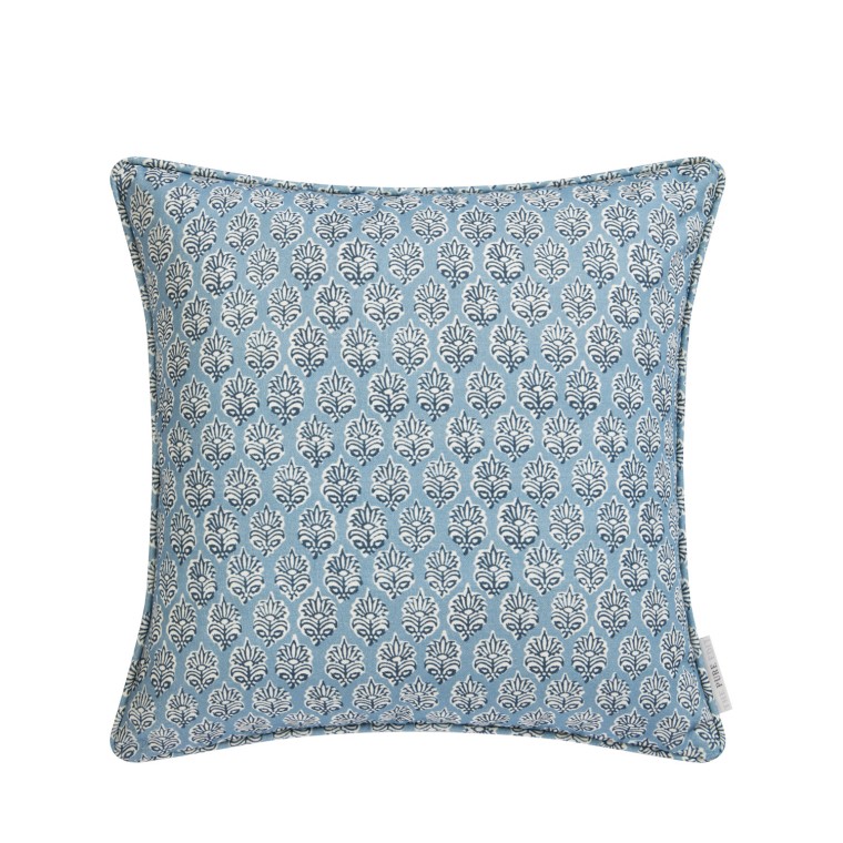 Mudra Blue Printed Cotton Cushion 43cm x 43cm