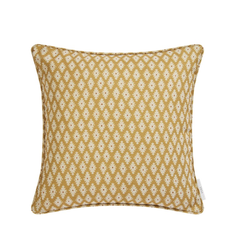 Sana Ochre Printed Recycled Fabric Cushion 43cm x 43cm