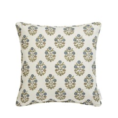 Bagh Blue Printed Cotton Cushion 43cm x 43cm