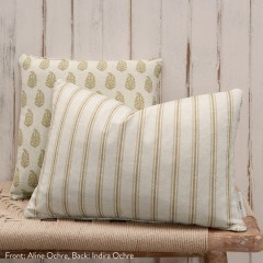 Aline Ochre Printed Cotton Cushion 55cm x 38cm