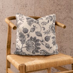 Kamila Charcoal Printed Cotton Cushion 43cm x 43cm