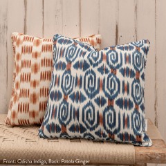 Odisha Indigo Printed Cotton Cushion 43cm x 43cm