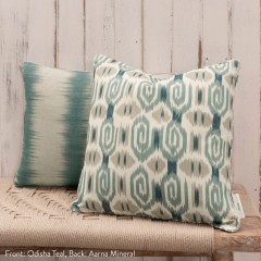 Odisha Teal Printed Cotton Cushion 43cm x 43cm