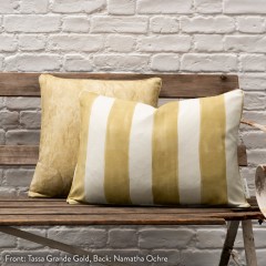 Tassa Grande Gold Printed Cotton Cushion 55cm x 38cm