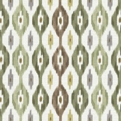 Fergana Olive Curtains Fabric Flat