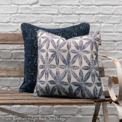 Bandhani Indigo Printed Cotton Cushion 43cm x 43cm