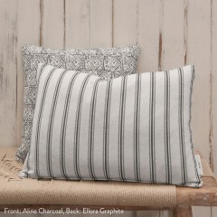 Ellora Graphite Printed Cotton Cushion 43cm x 43cm