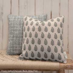 Indira Charcoal Printed Cotton Cushion 43cm x 43cm