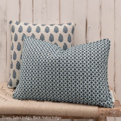 Indira Indigo Printed Cotton Cushion 43cm x 43cm