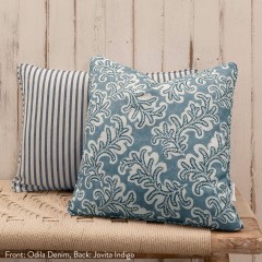 Odila Denim Printed Cotton Cushion 43cm x 43cm