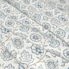 Fabric Kalamkari Azure Print Wave