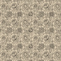 fabric lotus charcoal print flat