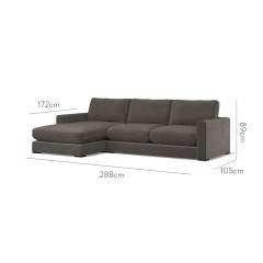 furniture cloud medium chaise lhf cosmos graphite plain dimension