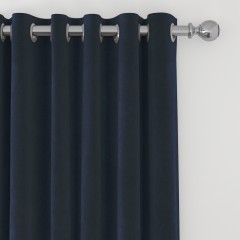 ready made curtain cosmos indigo plain eyelet lined detail