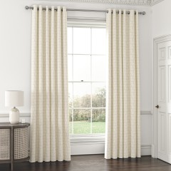 ready made curtain ellora linen print eyelet lined main