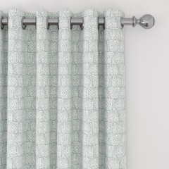 ready made curtain ellora twilight print eyelet lined detail