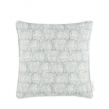 Ellora Steel Blue Printed Cotton Cushion 43cm x 43cm