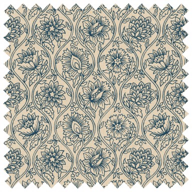 Lotus Midnight Printed Cotton Fabric