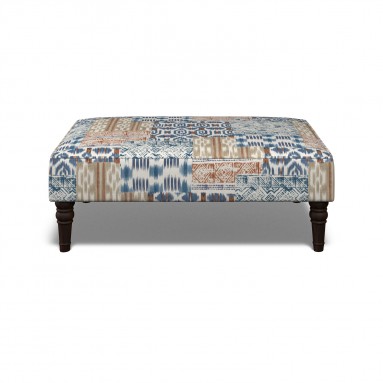 Savannah Footstool Kantha Indigo