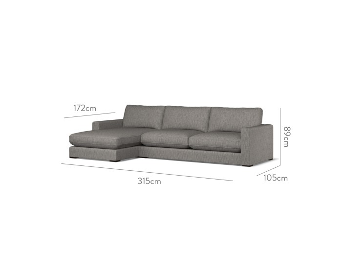 Cloud Large Chaise LHF Kalinda Charcoal