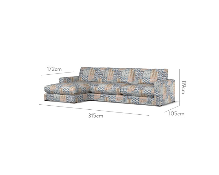 Cloud Large Chaise LHF Kantha Indigo