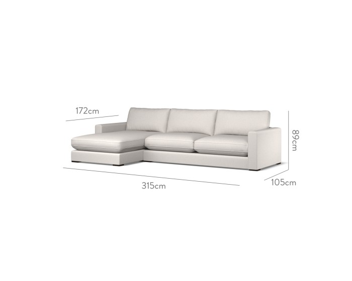 Cloud Large Chaise LHF Zuri Ash