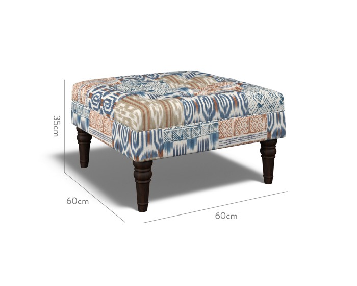 Monterey Small Footstool Kantha Indigo