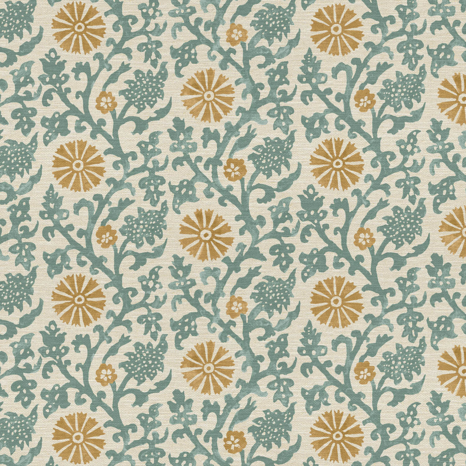 Mevlana Teal Printed Recycled Fabric